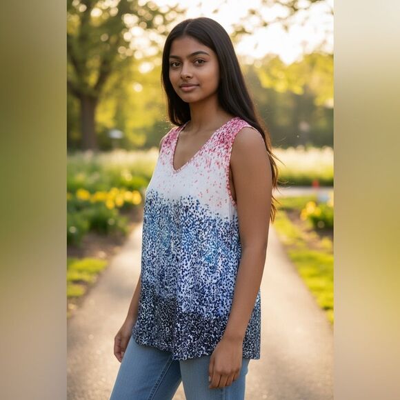 GUC Women’s Plus Size Red White Blue Ombre Tank Top Patriotic - Size 3XL - Picture 2 of 5